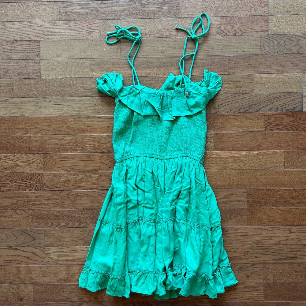Entro Ruffle Mini Green Dress - Picture 3 of 4